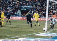 Campionato, 15 dicembre 2001: Inter - Chievo Verona 1-2, Vieri segna il gol del momentaneo pareggio