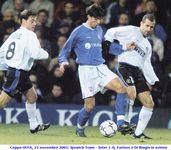 Coppa UEFA, 22 novembre 2001: Ipswich Town - Inter 1-0, Farinos e Di Biagio in azione