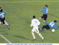 Campionato, 6 novembre 2002: Empoli - Inter 3-4, Zanetti segna il gol del raddoppio
