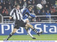 Champions League, 27 novembre 2002: Newcastle - Inter 1-4, Recoba segna il quarto gol nerazzurro